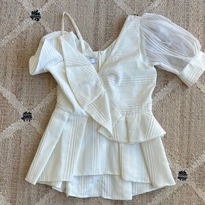 HUNTER BELL White Blouse with Sheer Sleeve